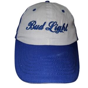 Vntg 80s Bud Light Beer Strapback Blue/White Hat Advertisement Streetwear OSFA